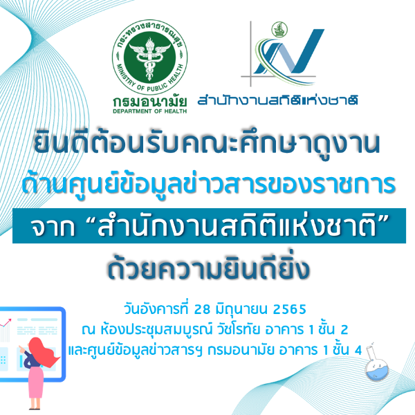 ยินดีต้อนรับคณะศึกษาดูงานจาก ”สำนักงานสถิติแห่งชาติ” ด้วยความยินดียิ่ง (28 มิ.ย. 2565)